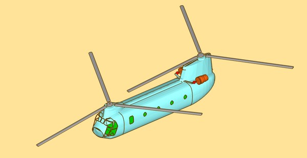 3d ch-47d helicopter multi assembly model - CH-47D_Helicopter Multi Part Assembly Model by RodgerSaintJohn