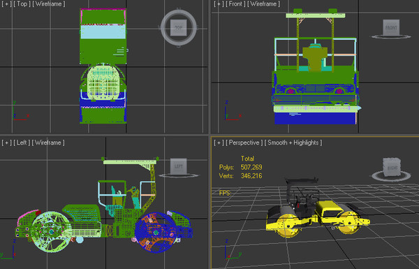 3ds max lull 644e-42 telehandler forklift - Lull 644E-42 Telehandler Forklift & Asphalt Roller Compactor 2 Model Set by Imagetek3D