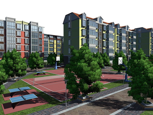 3d model seasons changed street city - Hi_Def_City_Block_42 -the four seasons changed by sundynasty