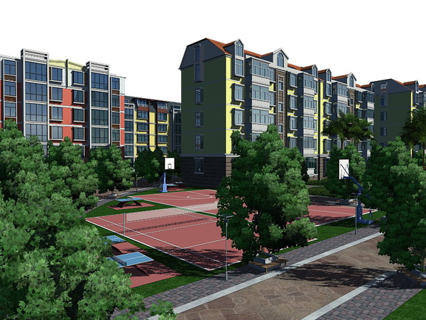 3d model seasons changed street city - Hi_Def_City_Block_42 -the four seasons changed by sundynasty