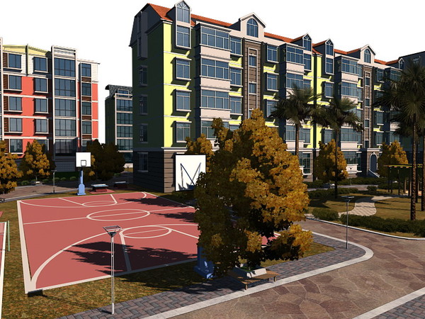 3d model seasons changed street city - Hi_Def_City_Block_42 -the four seasons changed by sundynasty