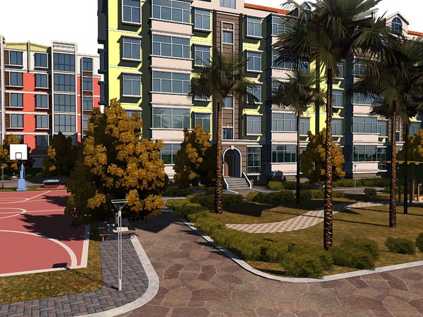 3d model seasons changed street city - Hi_Def_City_Block_42 -the four seasons changed by sundynasty