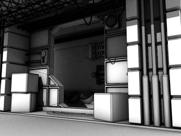 c4d sci-fi environment corridor - Sci-Fi Room by KeremGogus