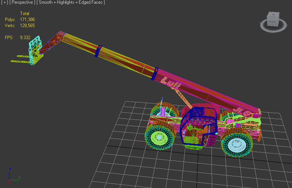 3ds max lull 644e-42 telehandler forklift - Lull 644E-42 Telehandler Forklift & Asphalt Roller Compactor 2 Model Set by Imagetek3D