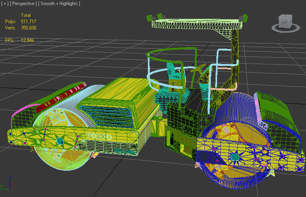 3ds max lull 644e-42 telehandler forklift - Lull 644E-42 Telehandler Forklift & Asphalt Roller Compactor 2 Model Set by Imagetek3D