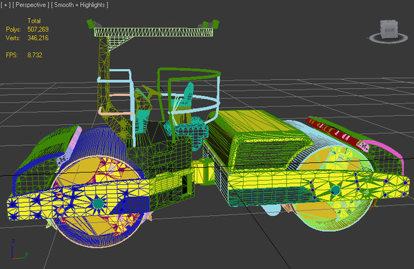 3ds max lull 644e-42 telehandler forklift - Lull 644E-42 Telehandler Forklift & Asphalt Roller Compactor 2 Model Set by Imagetek3D