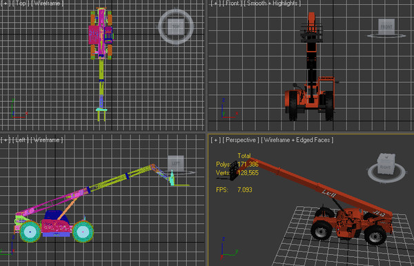 3ds max lull 644e-42 telehandler forklift - Lull 644E-42 Telehandler Forklift & Asphalt Roller Compactor 2 Model Set by Imagetek3D