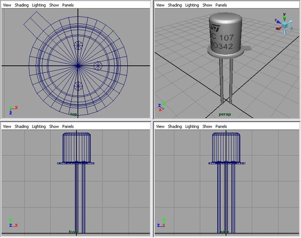 3d low-poly bc107 transistor model - BC107 transistor by petomavar