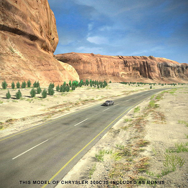 scene road desert complete max - Desert Road Complete Scene by 3D_Multimedia