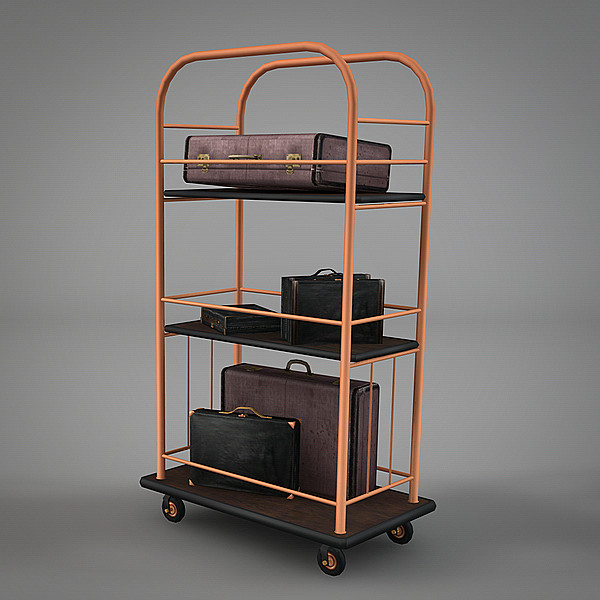 cart suitcases 3ds - Luggage Cart & Suitcases by NesAn Studio