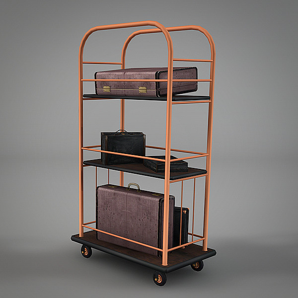 cart suitcases 3ds - Luggage Cart & Suitcases by NesAn Studio
