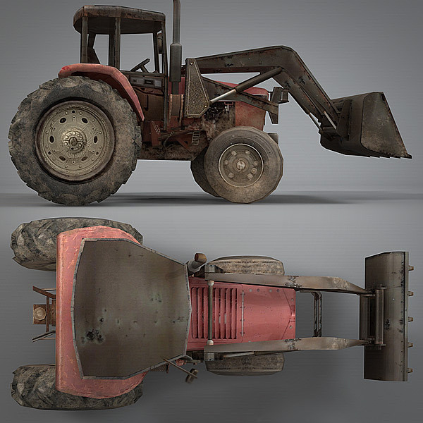 3d tractor industrial - Red Tractor by NesAn Studio